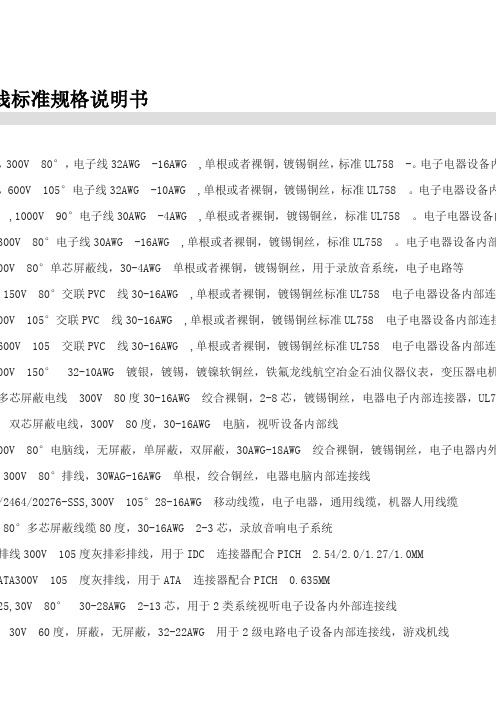 UL电子线标准规格说明书