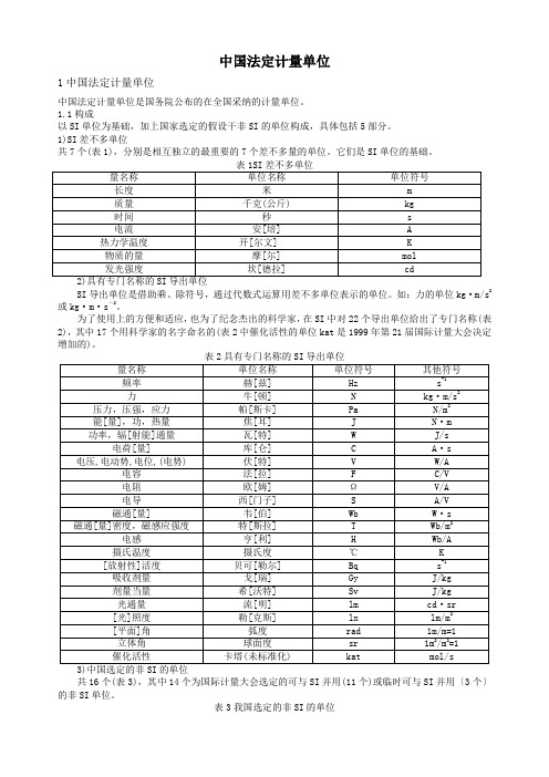 中国法定计量单位