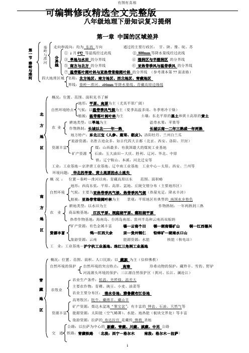 湘教版《地理》八年级下册—知识点归纳精选全文完整版