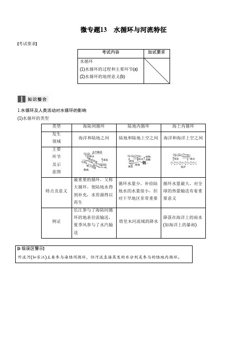 高考地理浙江选考新增分二轮优选习题：专题三 大气与水的运动规律 微专题13 Word版含答案