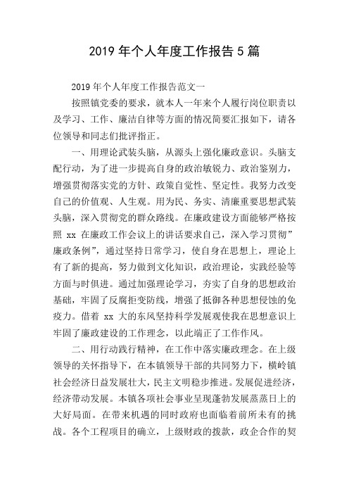 2019年个人年度工作报告5篇