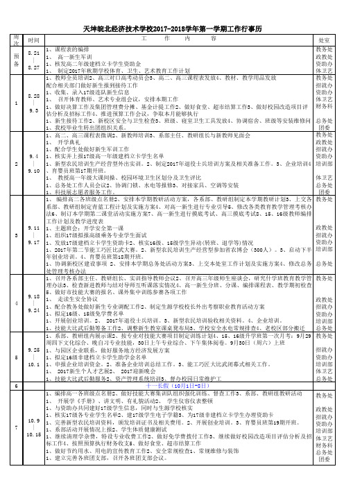 17-18学年度第一学期工作行事历