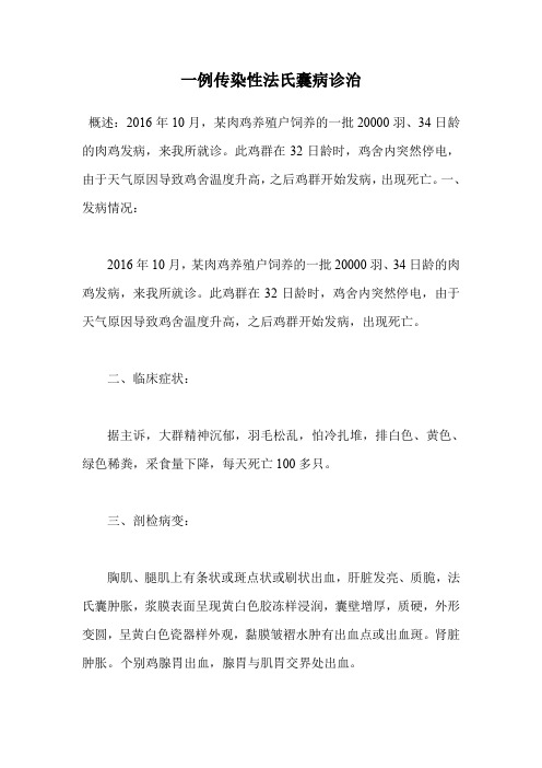 一例传染性法氏囊病诊治.doc
