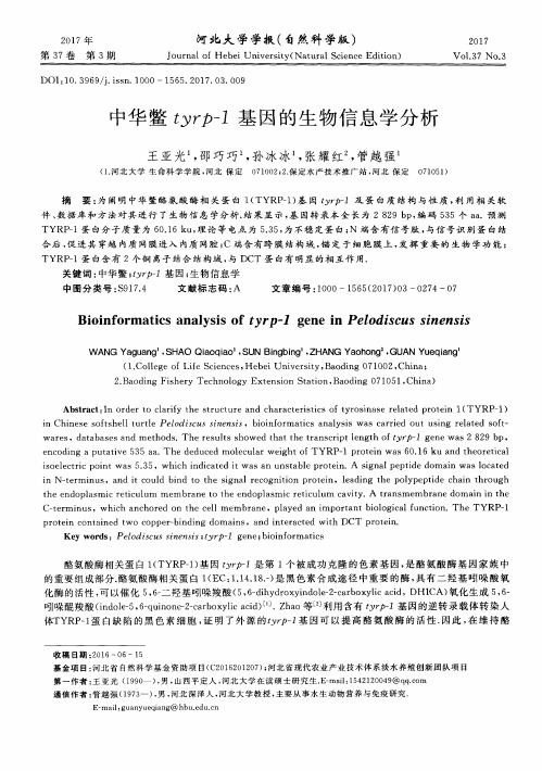 中华鳖tyrp-1基因的生物信息学分析