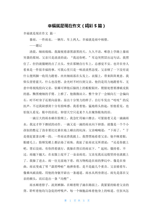 幸福就是现在作文(精彩5篇)