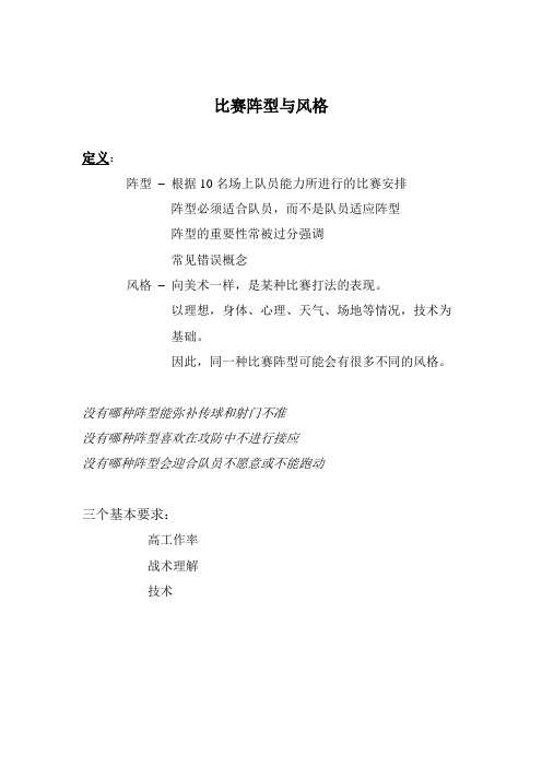 足球比赛阵型与风格