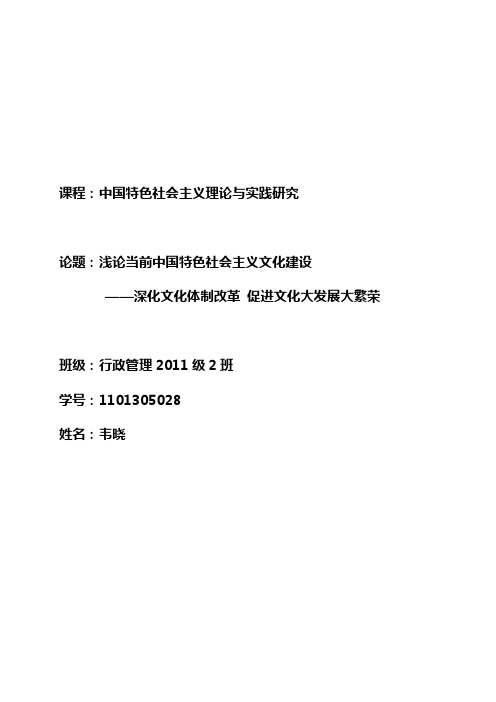 中国特色社会主义实践与研究课程论文
