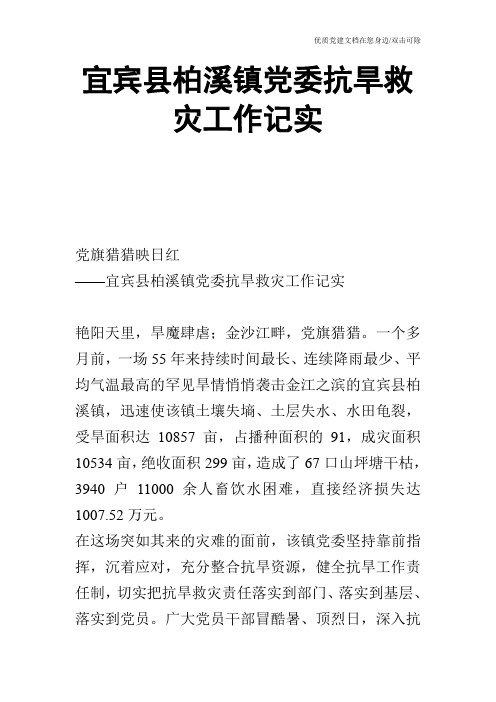 宜宾县柏溪镇党委抗旱救灾工作记实