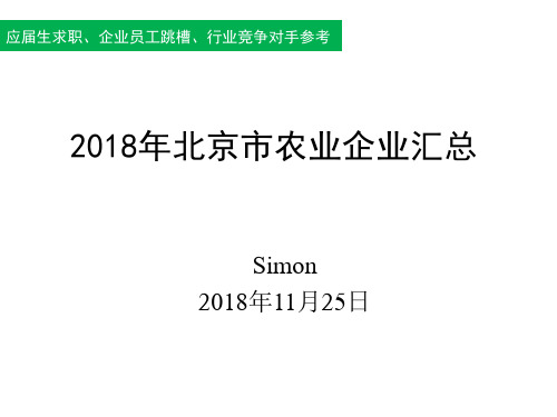 2018年北京市农业企业汇总