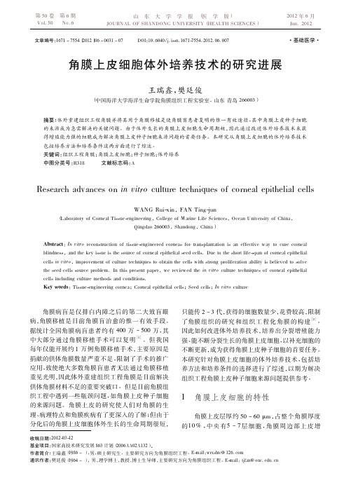 角膜上皮细胞体外培养技术的研究进展