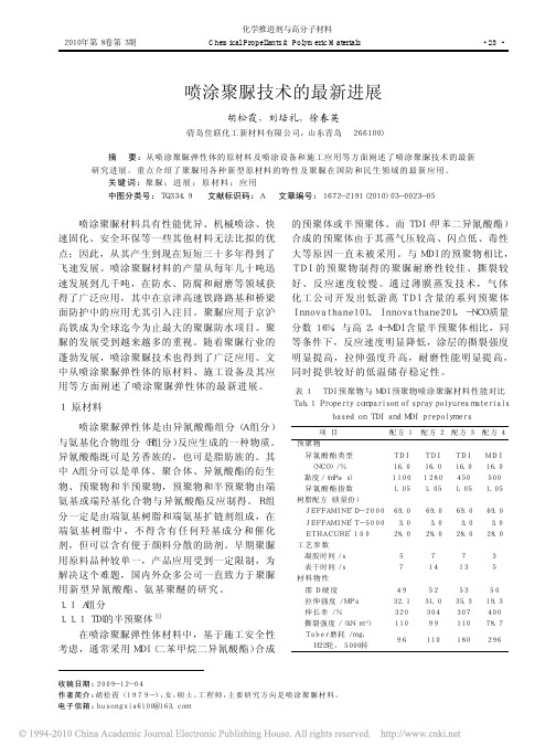 喷涂聚脲技术的最新进展