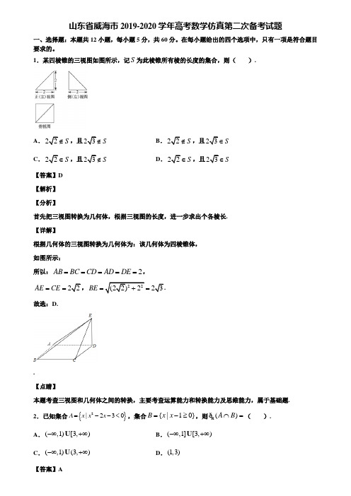 山东省威海市2019-2020学年高考数学仿真第二次备考试题含解析
