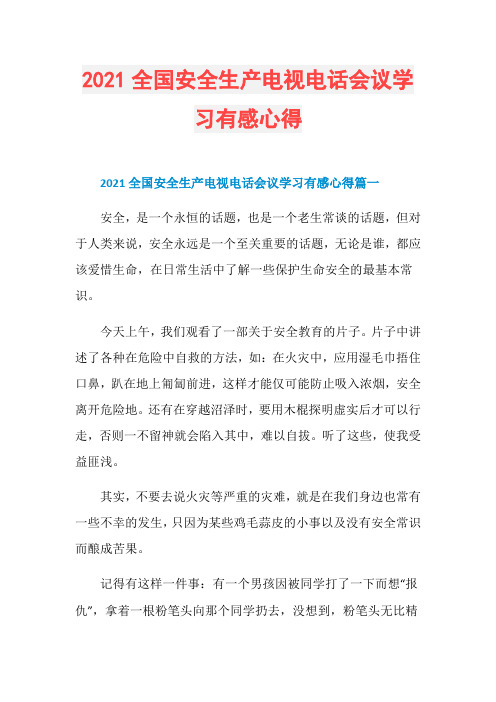 2021全国安全生产电视电话会议学习有感心得