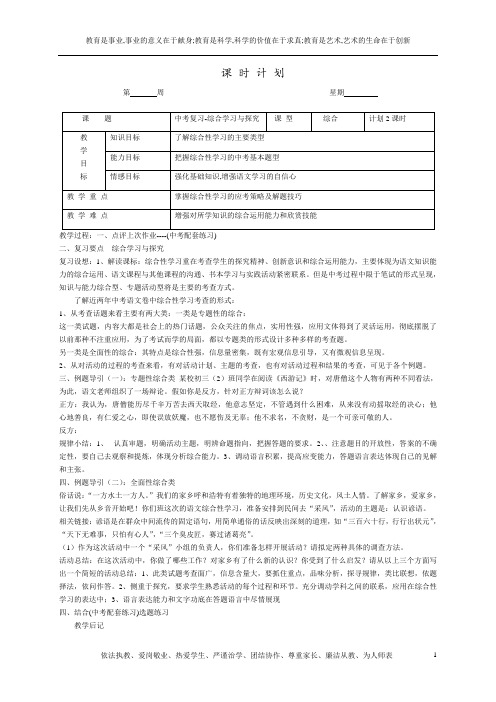 中考语文复习教案53综合学习与探究