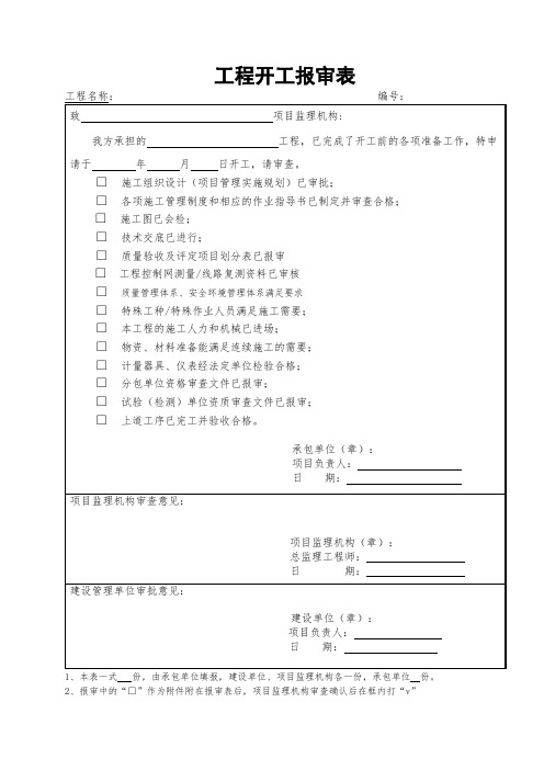 各种报审表模板