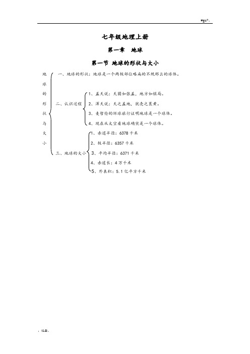 人教版七年级上册地理知识结构图(详细实用)《精品》.doc