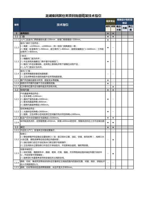 龙湖集团批量精装技术指引2019年版