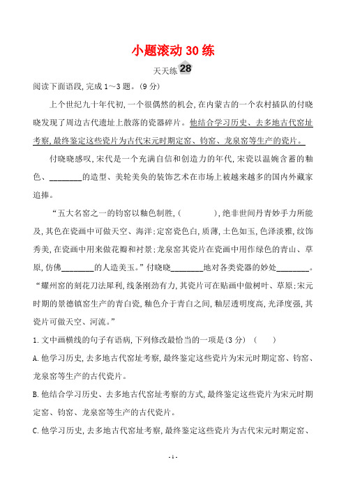 2020年高考语文复习小题滚动30练 天天练28