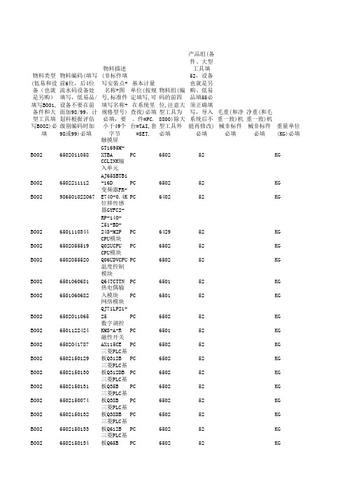 冶炼电气备件编码