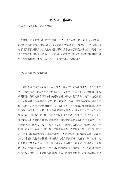三区人才工作总结
