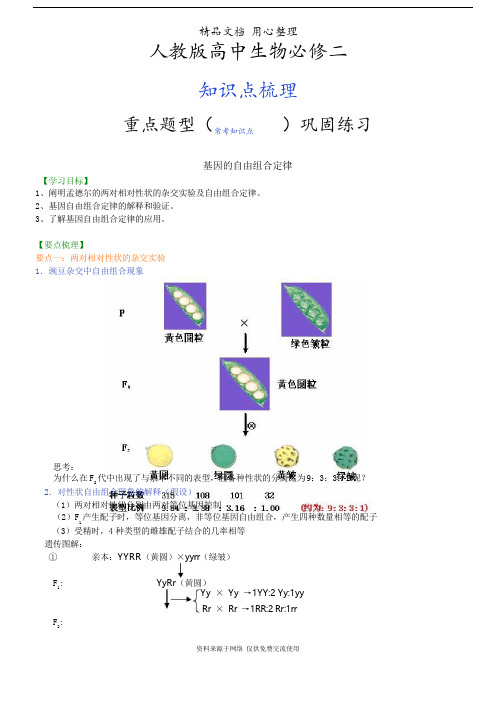 人教版高中生物必修二[知识点整理及重点题型梳理]基因的自由