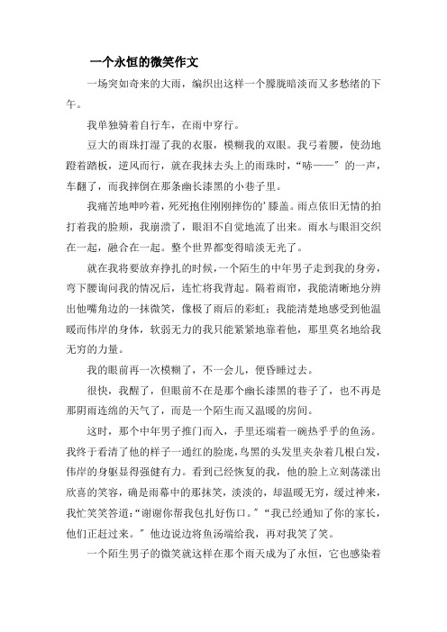 一个永恒的微笑作文精选
