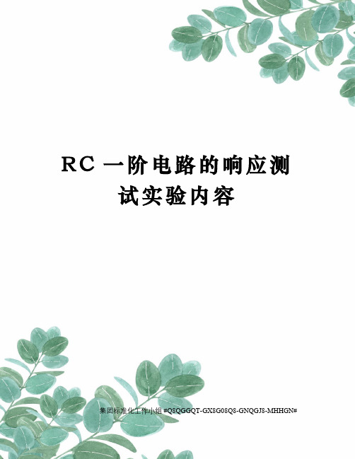 RC一阶电路的响应测试实验内容精修订