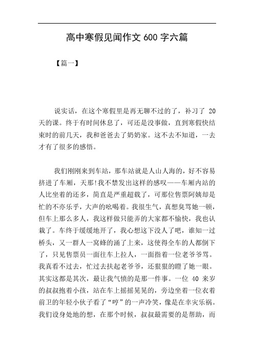 高中寒假见闻作文600字六篇