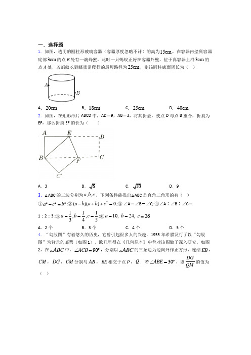 八年级初二数学下学期勾股定理单元 易错题专题强化试卷学能测试试卷