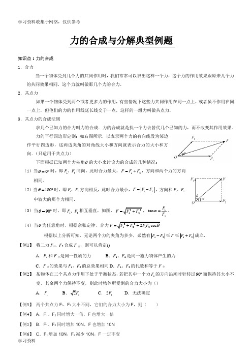 力的合成与分解知识点典型例题