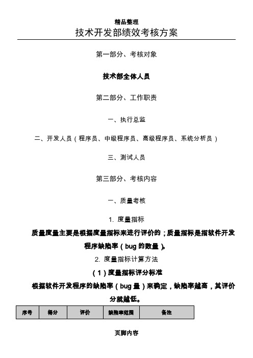 技术开发部绩效考核方案