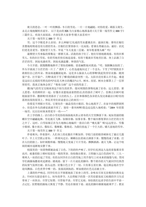 关于第一场雪作文800字