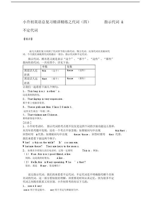 小升初英语讲解代词：指示代词.docx