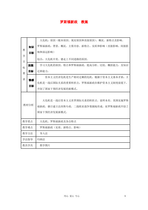 高中历史《罗斯福新政》教案2 人民版必修2