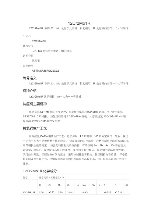 12Cr2Mo1R钢种介绍回火脆化系数