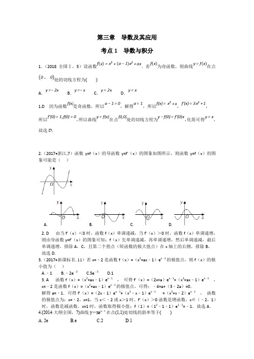 【高考复习】高考数学(理数)2014-2018年5年真题分类 第03章  导数及其应用(含答案解析)