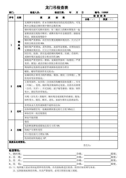 龙门吊检查表