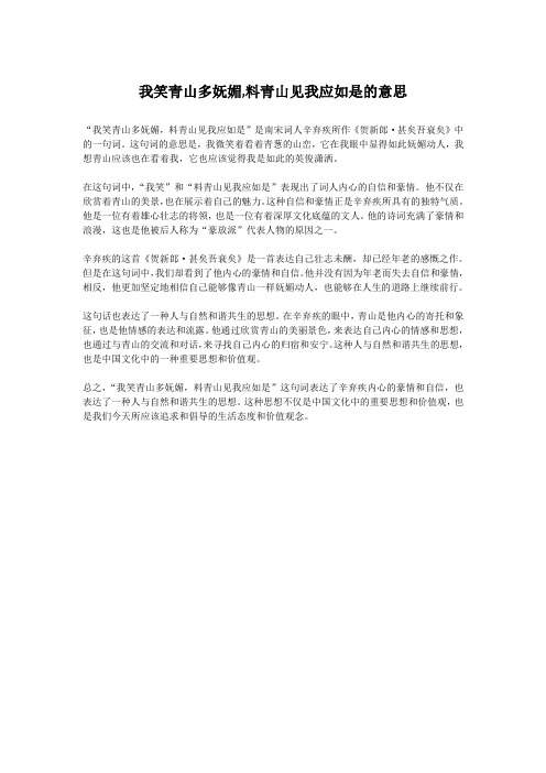 我笑青山多妩媚,料青山见我应如是的意思