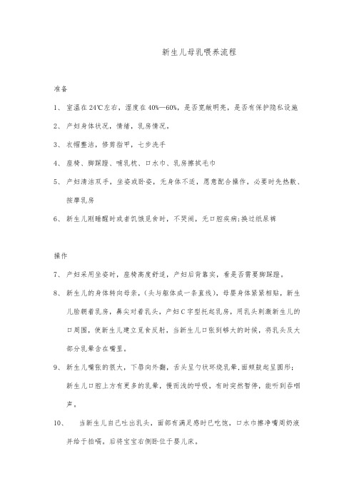 月子会所新生儿母乳喂养流程SOP