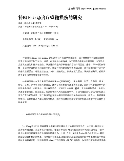 补阳还五汤治疗脊髓损伤的研究