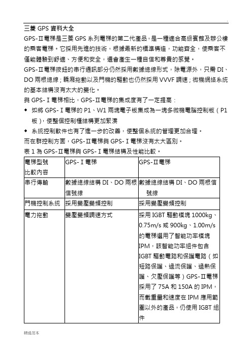 三菱GPS电梯资料大全