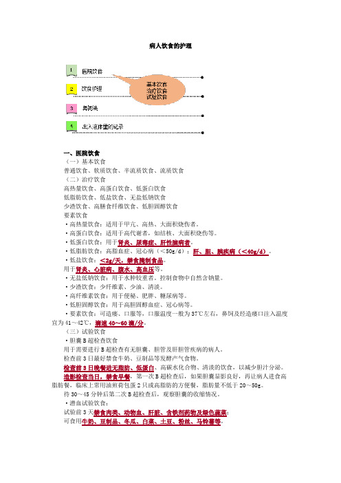 基础护理学-病人饮食的护理考点总结考点总结