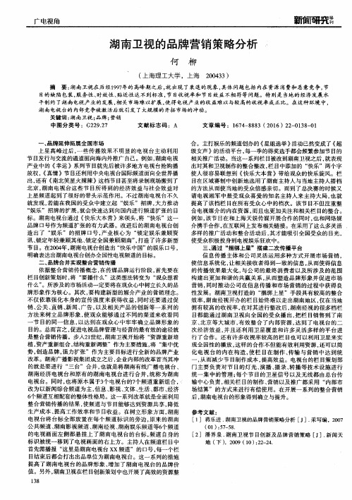 湖南卫视的品牌营销策略分析