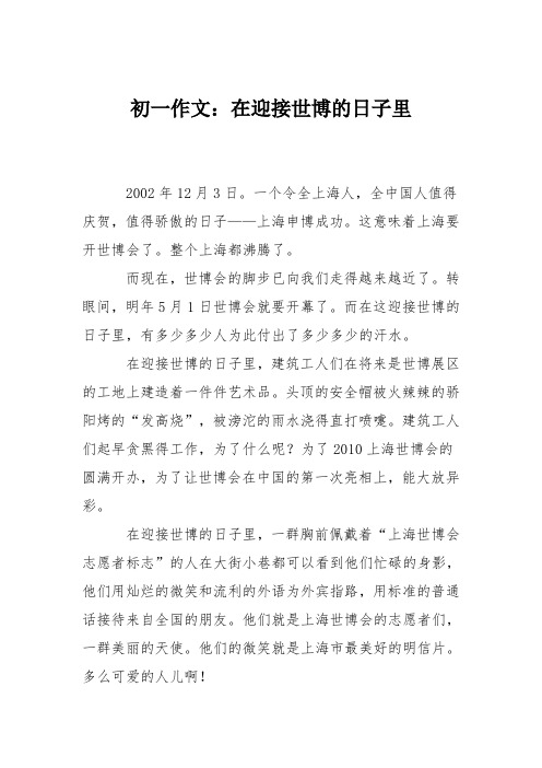 初一作文：在迎接世博的日子里