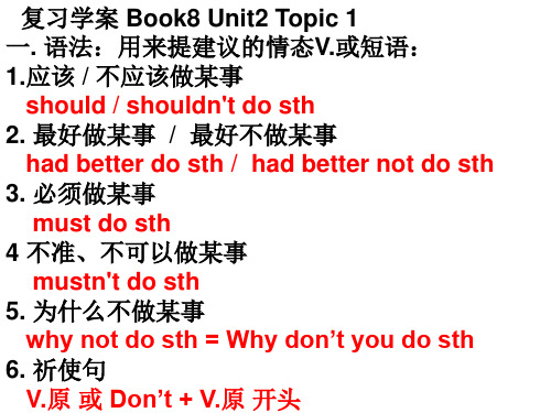 仁爱版八年级英语上 Unit 2 Topic 1 (复习课)教学课件 (共24张PPT)