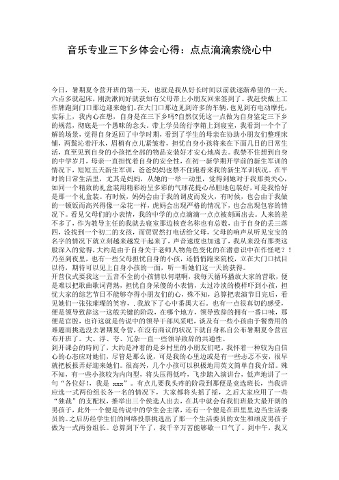音乐专业三下乡体会心得：点点滴滴索绕心中