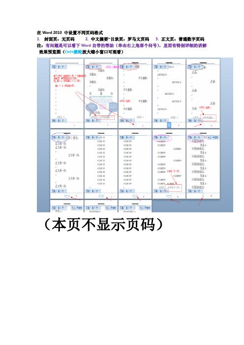 Word 2010不同的页码格式设置(论文版)