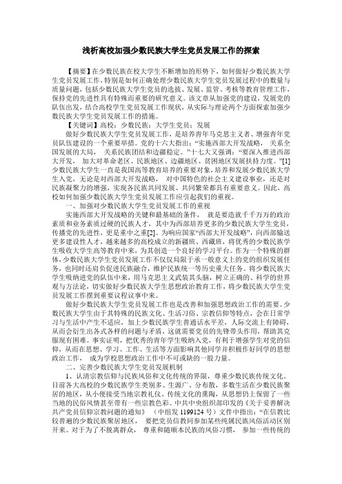 浅析高校加强少数民族大学生党员发展工作的探索