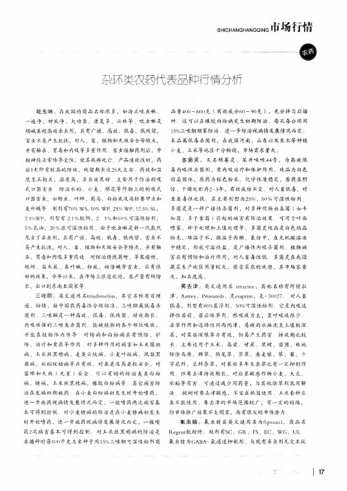 杂环类农药代表品种行情分析