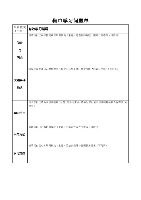集中学习问题单